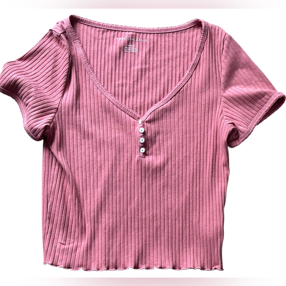 American Eagle Pink Ribbed Leggings
